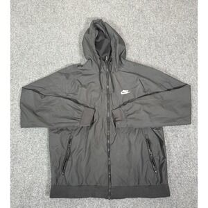 Nike Sportswear Woven Windrunner Jacket Mens L Triple‎ Black Full Zip AT5270-010